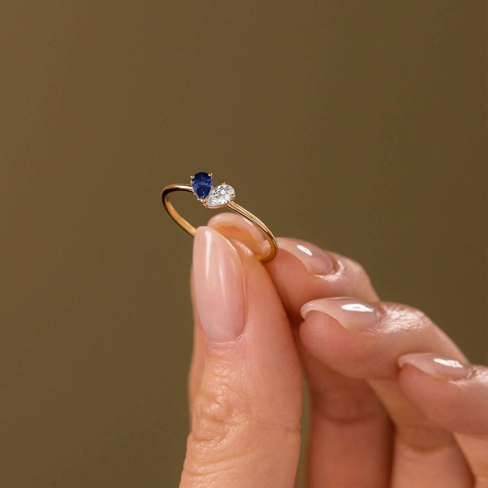 Heart-Shaped Stackable Gold Birthstone Ring - Non… - image 7